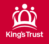 Red background and white crown logo. King's Trust is written underneath the crown.